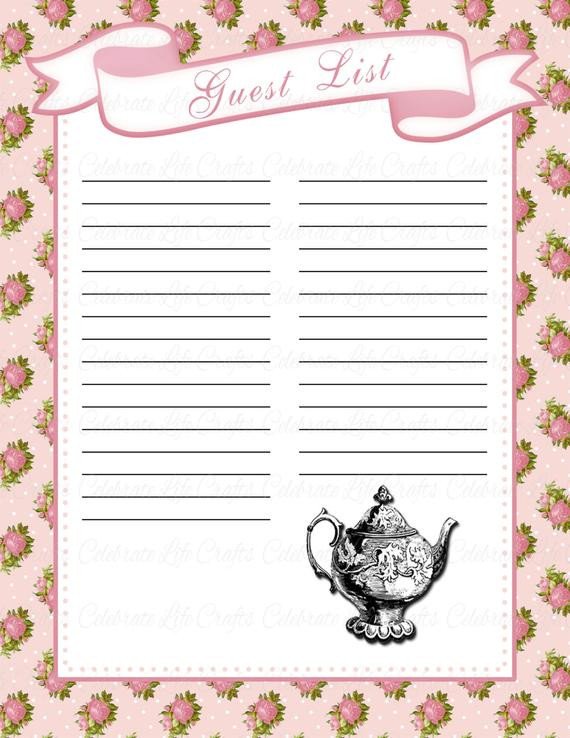 Baby Shower Guest List Printable Baby Shower Party