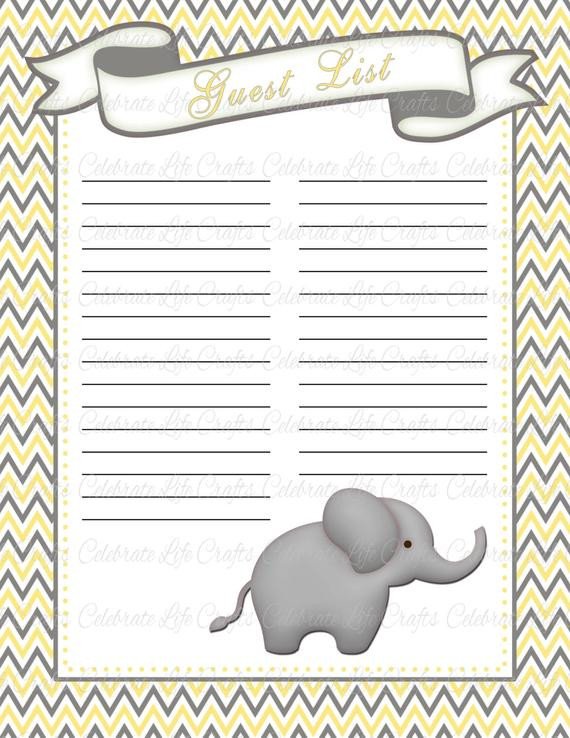 Baby Shower Guest List Printable Baby Shower Party