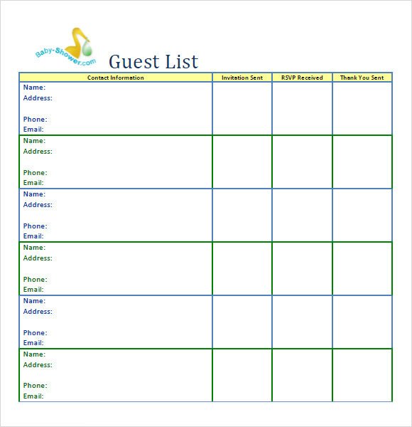 Sample Guest List 8 Documents In PDF Word Excel