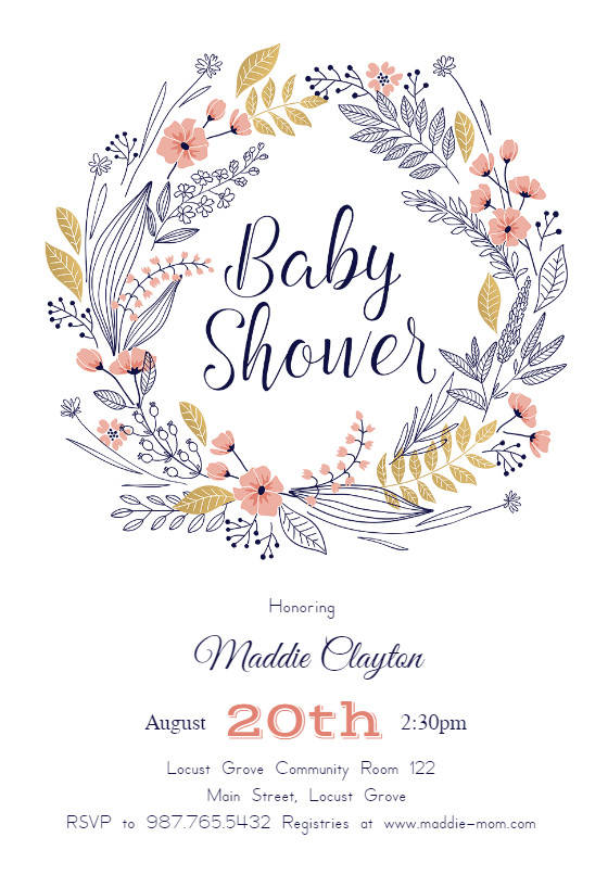 Friendship Wreath Baby Shower Invitation Template Free