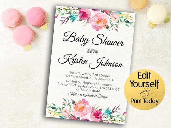 Baby Shower Invitation Template Editable Baby Shower Invite