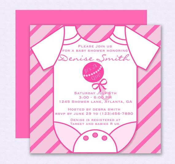 Pink esie Baby Shower Invitation Editable Template
