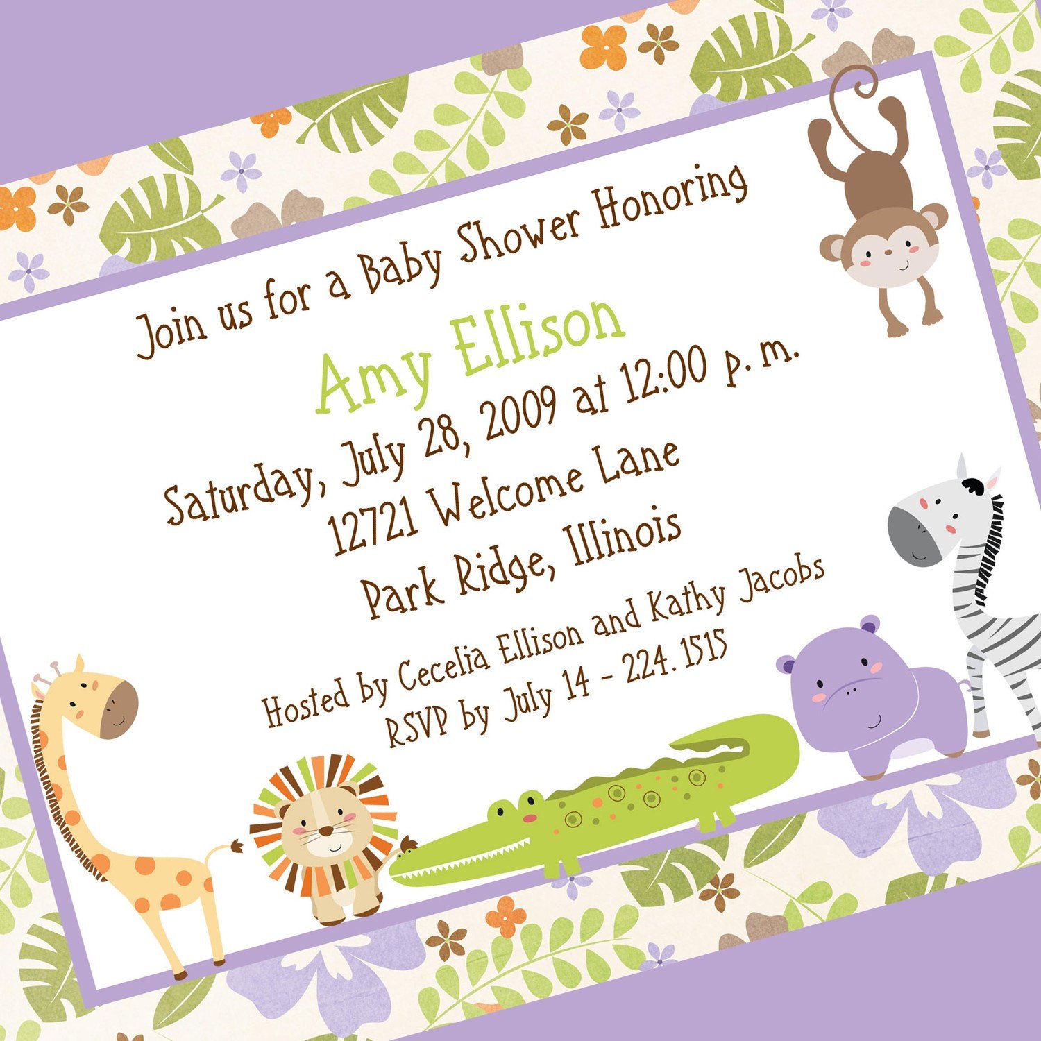 Floral Jungle Baby Shower Invitation Printable by