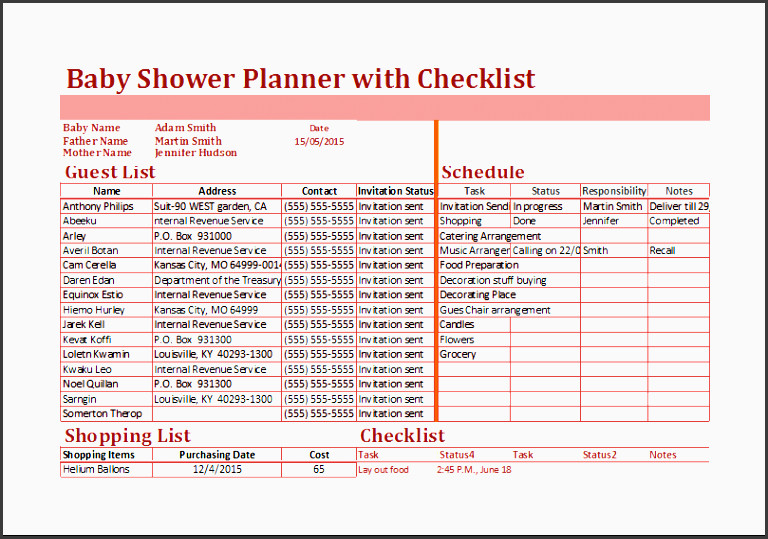 4 Baby Shower Planner Template SampleTemplatess