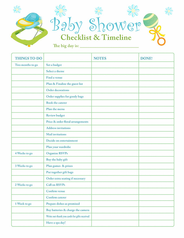 Baby checklist Free Printable Coloring Pages