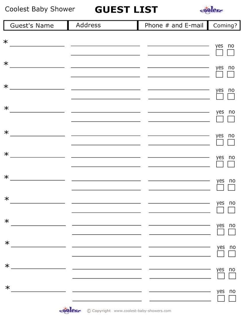 organized template to keep track of invitations