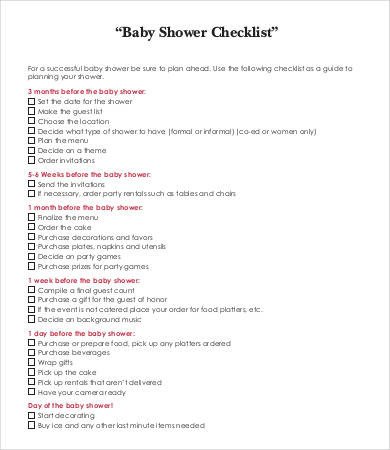 Baby Shower Checklist Template 8 Free Word PDF Format