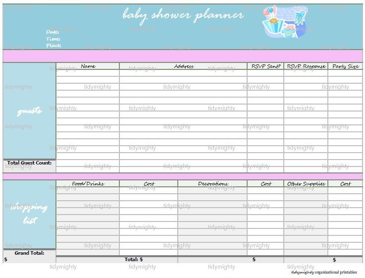 Baby Shower Planner Organizer Printable PDF by tidymighty