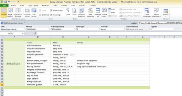 Baby Shower Planner Template for Excel 2013