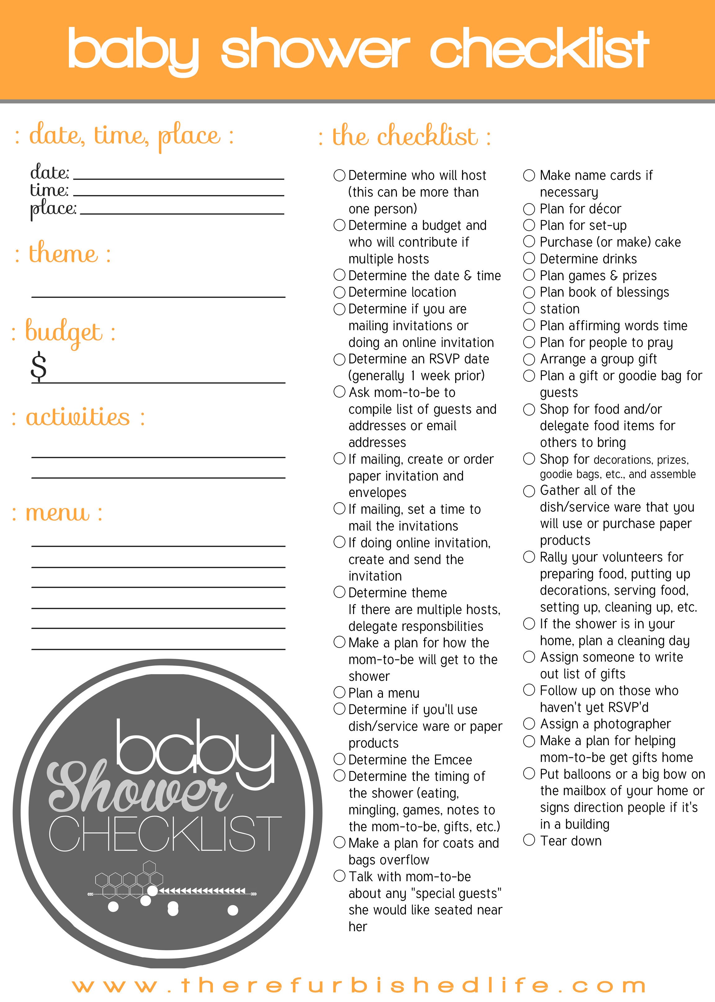 plete baby shower checklist free printable – THE