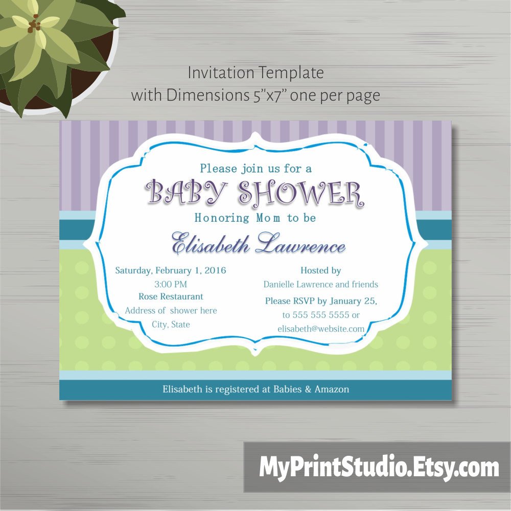 Printable Baby Shower Invitation Template in MS Word Boy Girl