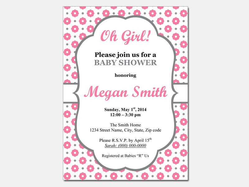 Baby Shower Invitations For Word Templates Party XYZ