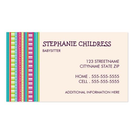 Babysitting Business Card Templates