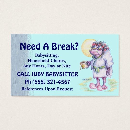 Babysitting Household Chores Business Card