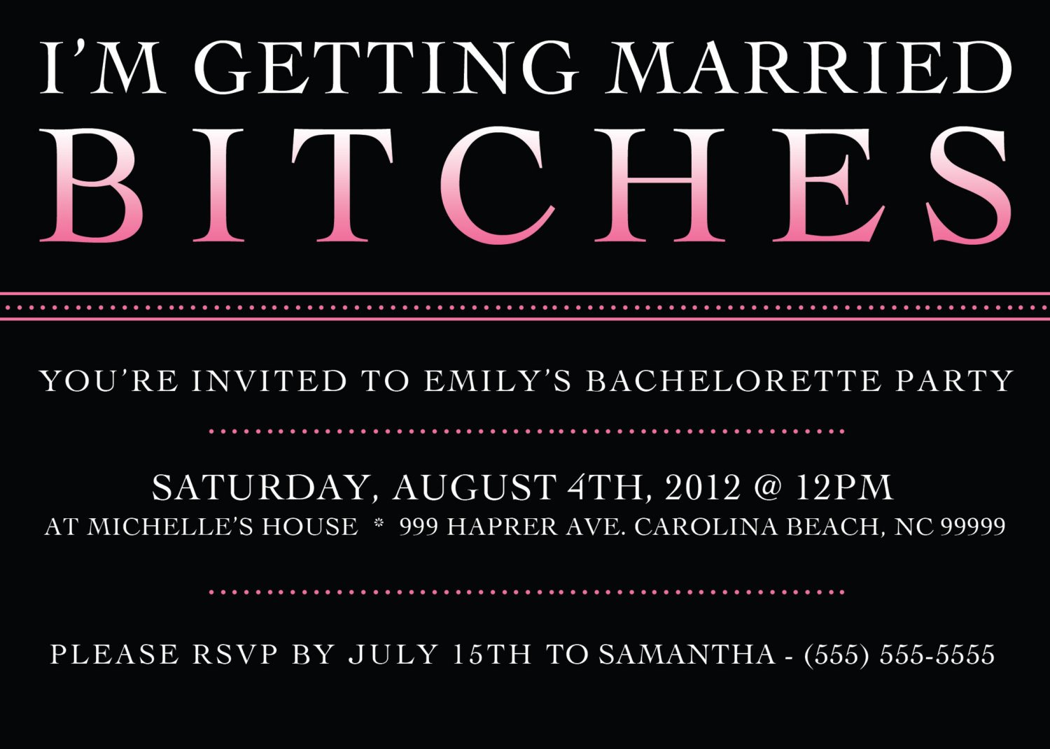 Printable Bachelorette Party Invitation 5 x 7 Bachelorette