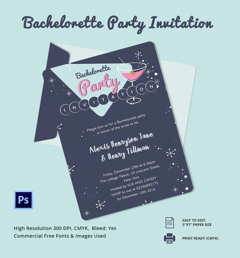 Bachelorette Invitation Template 40 Free PSD Vector