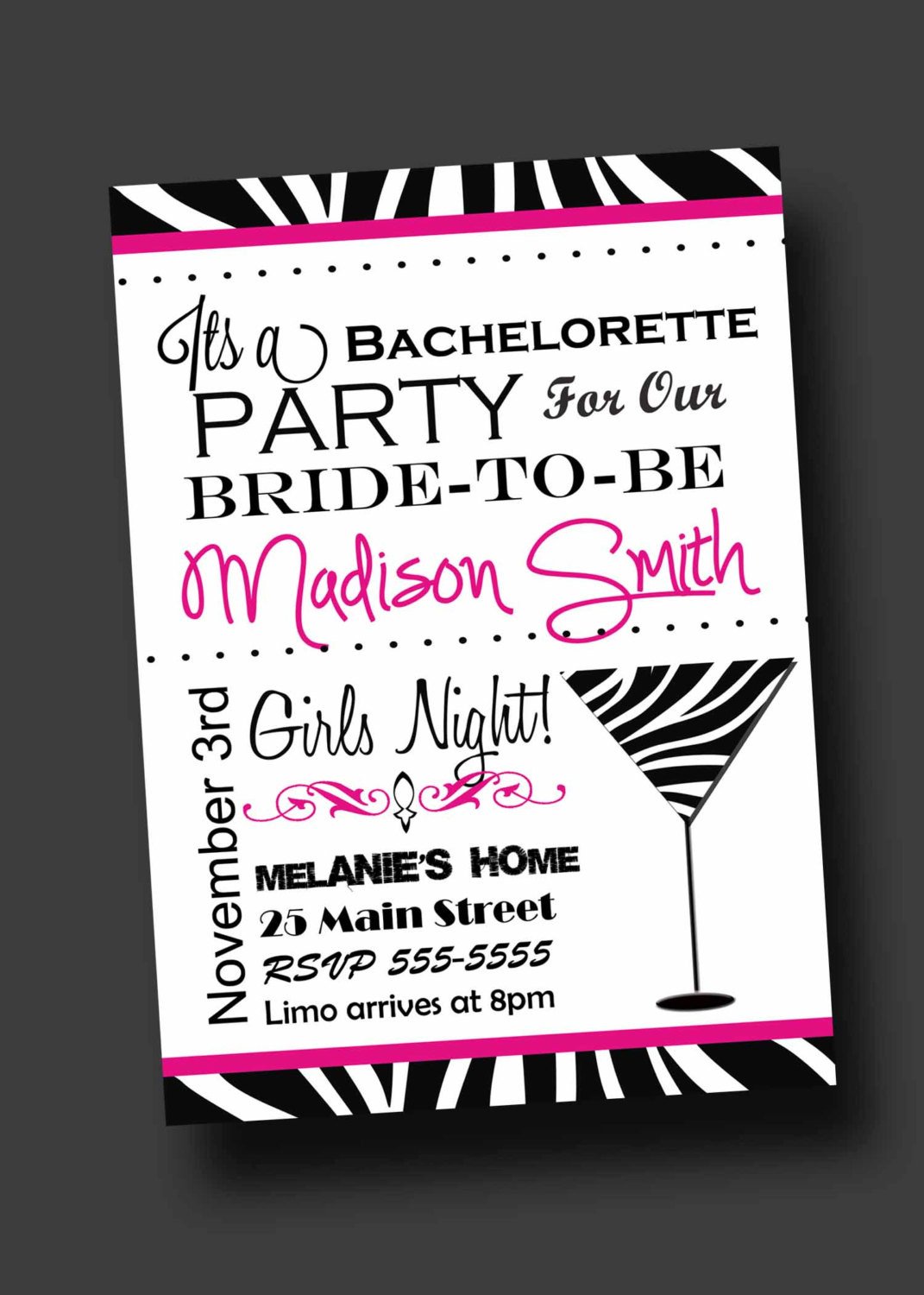 Bachelorette Party Invitation Templates Bachelorette Party Invitation Zebra Print Printable Digital