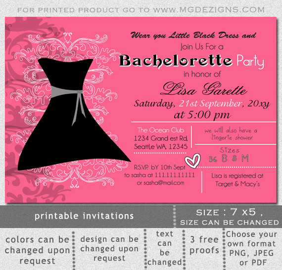 Printable Little black dress Bachelorette Party Invitation