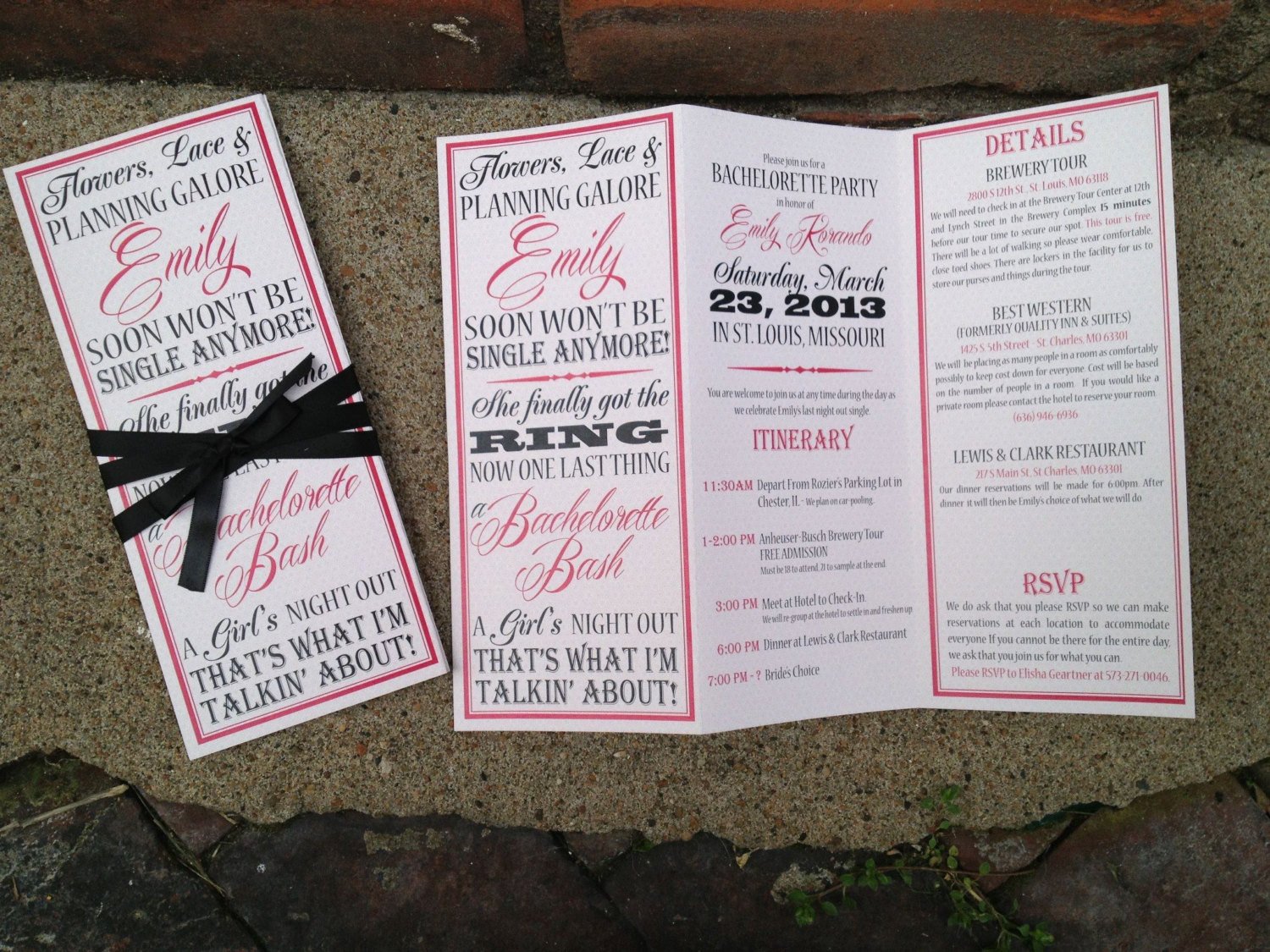 Bachelorette Party Invite Trifolded Itinerary