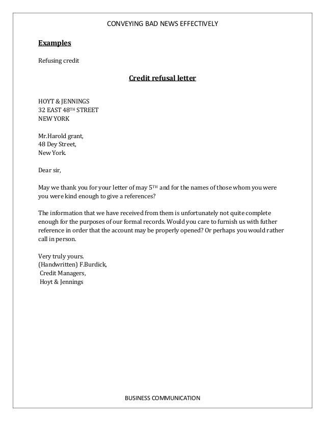 How To Write Bad News Business Letter Submission