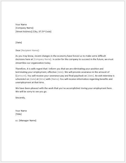 Sample Layoff Letter Template