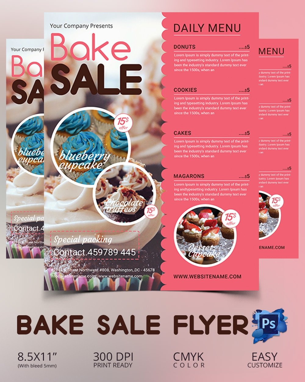 Bake Sale Flyer Template 34 Free PSD Indesign AI