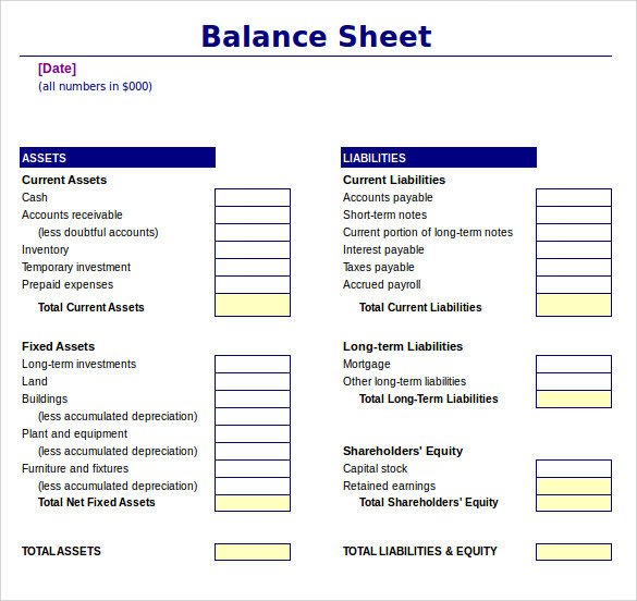 Sample Balance Sheet 18 Documents in Word PDF Excel