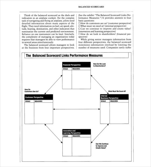 13 Balanced Scorecard Templates PDF DOC Xls