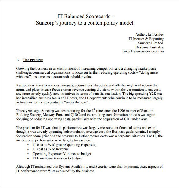13 Balanced Scorecard Templates PDF DOC Xls
