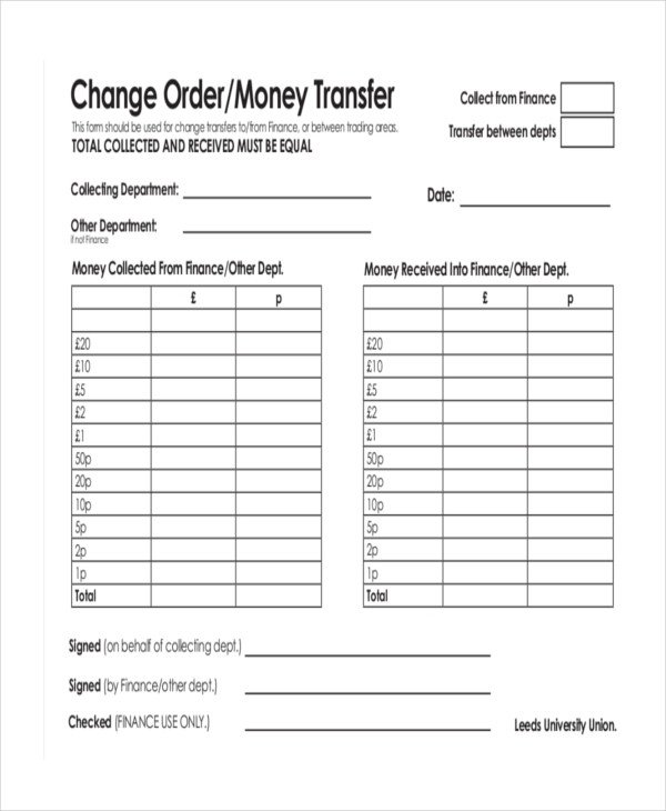 Money Order Forms 8 Free Word PDF Format Download