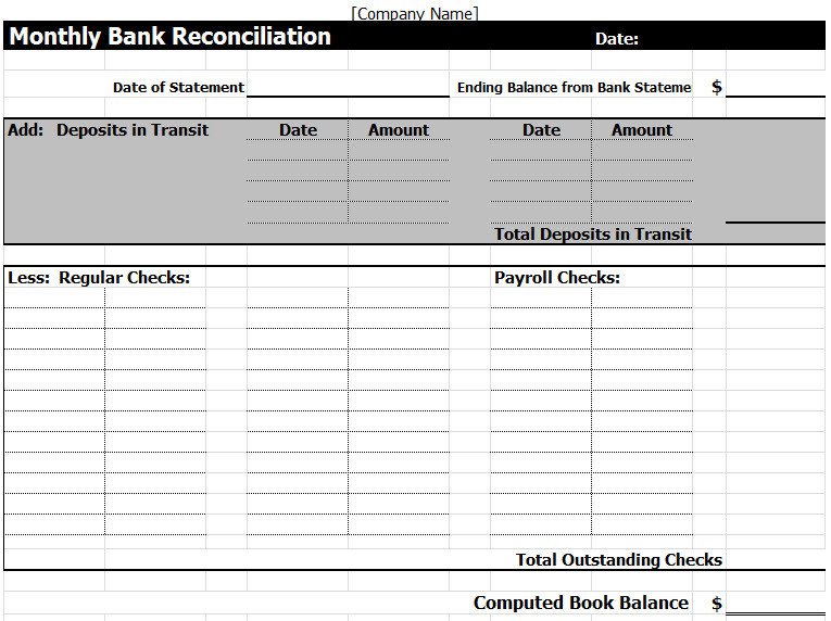 Bank Reconciliation Template In Excel