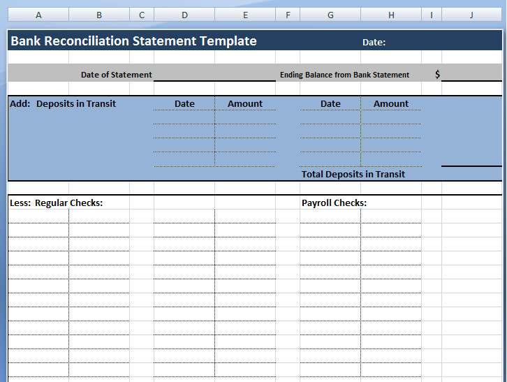 Download Bank Reconciliation Statement Template Project
