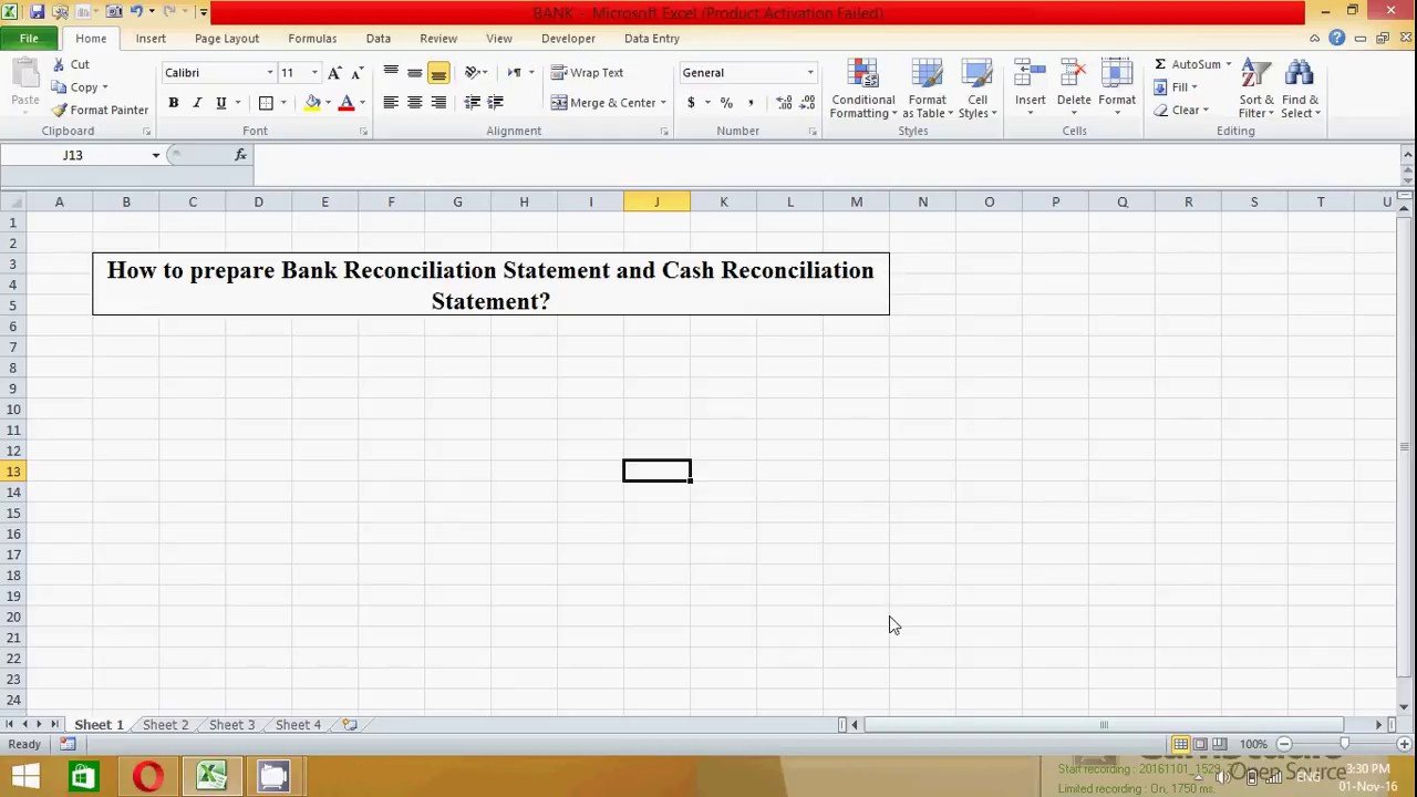 How to Prepare Bank Reconciliation Statement in excel