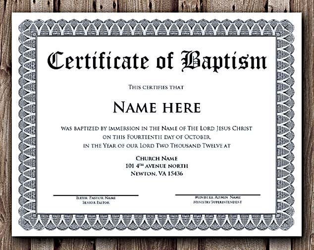 Baptism Certificate Word Editable Template Selecting