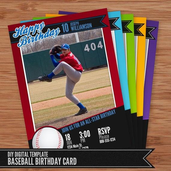 Baseball Card Birthday Invitation 5x7 shop Template for