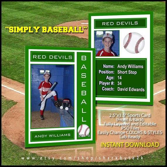 2017 Baseball Sports Trader Card Template For shop SIMPLY