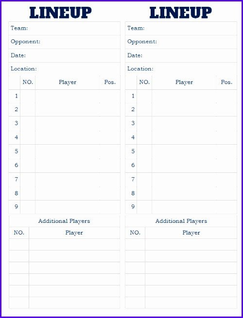 8 Baseball Lineup Excel Template ExcelTemplates