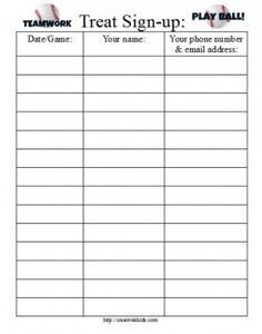 This Team Snack Schedule sign up form is designed for kids