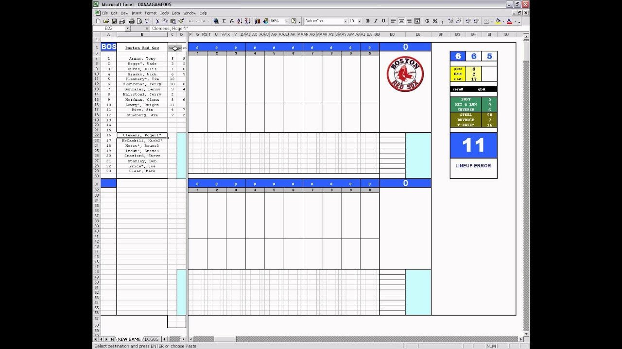 PT1 of 8 Strat O Matic baseball EXCEL game player and