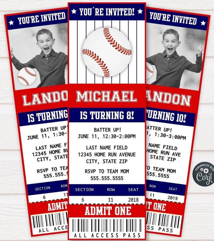 FREE Printable Baseball Ticket Invitation Template