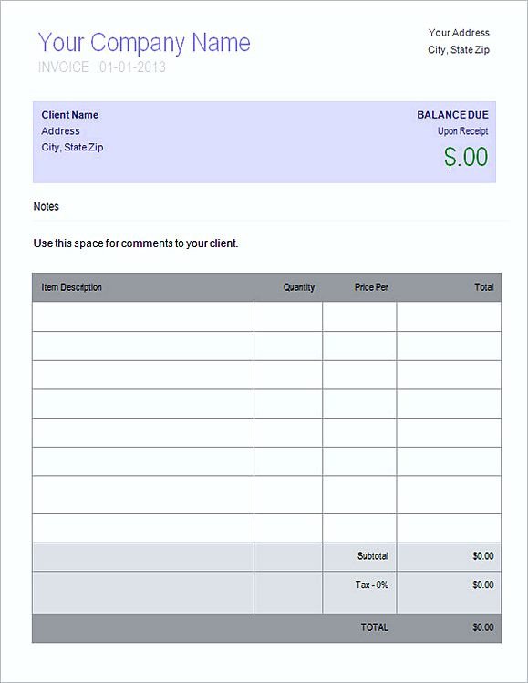 Simple Invoice Template Word