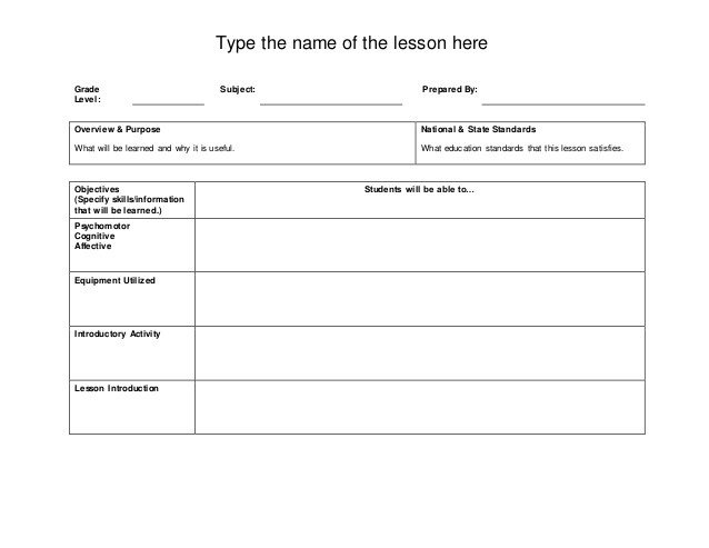 Basic lesson plan template