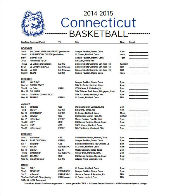 13 Basketball Schedule Templates & Samples DOC PDF