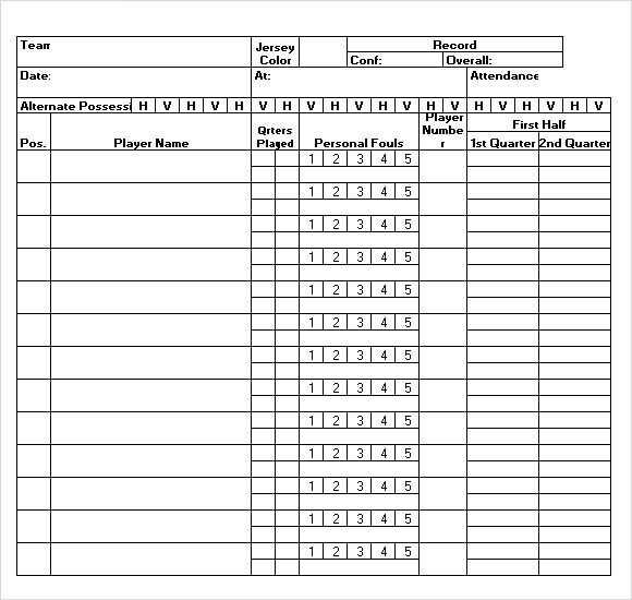 Sample Basketball Score Sheet 9 Documents in PDF Word