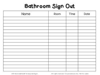 Bathroom Sign Out Sheet by TheUpcycledApple
