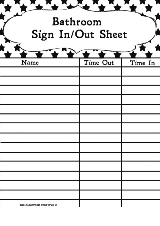 Top 5 Bathroom Sign Out Sheets free to in PDF format