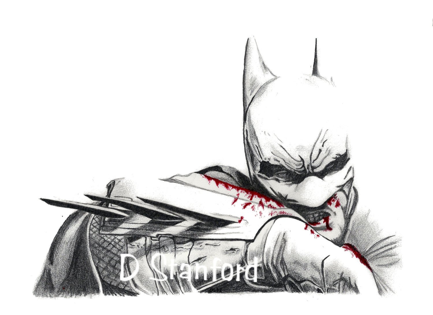 Items similar to Pencil Sketch "Even Batman Bleeds" Print