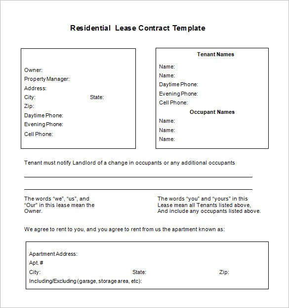 11 Lease Contract Templates Free Word PDF Documents