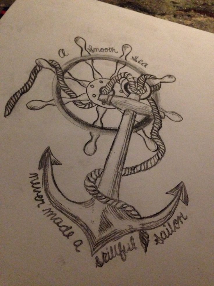 Tattoo anchor wheel quote love a soft sea never made a