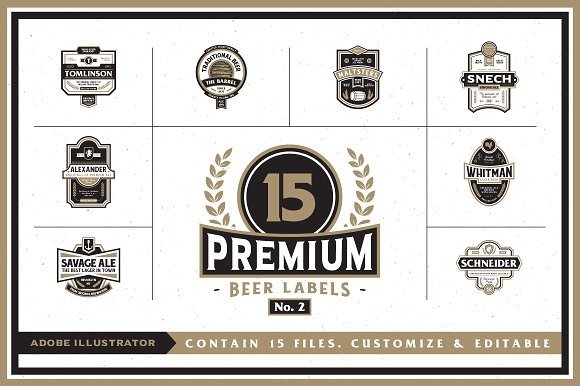 Premium Beer Labels No 2 Logo Templates Creative Market